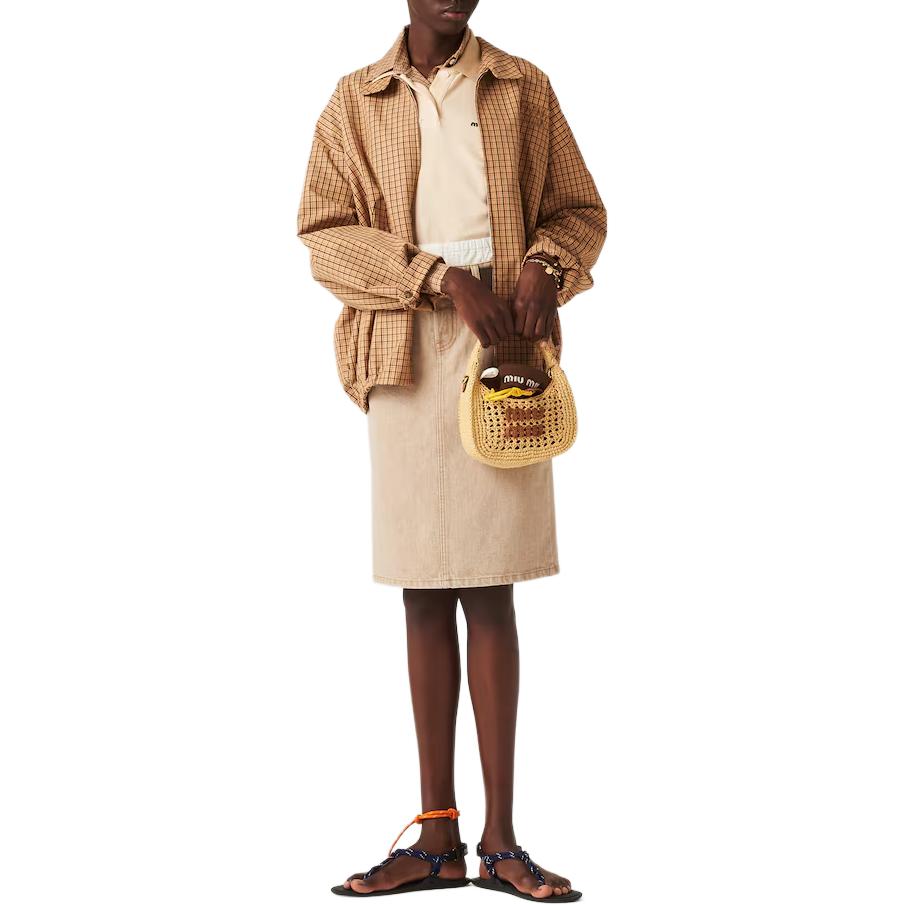 Lookbook (W) MIU MIU 格紋刺繡LOGO拉鍊外套 - 麻繩灰 ML1066-15AJ-F0065-S-OOO