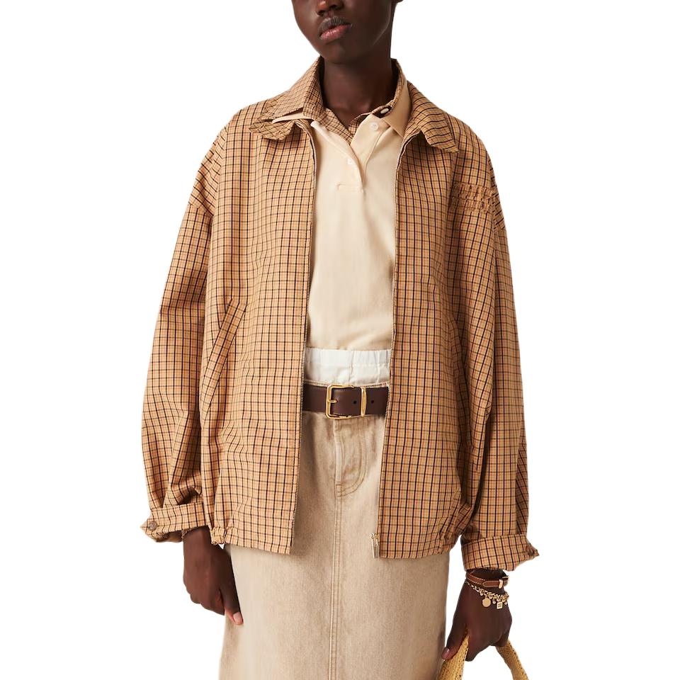 Details for (W) MIU MIU 格紋刺繡LOGO拉鍊外套 - 麻繩灰 ML1066-15AJ-F0065-S-OOO