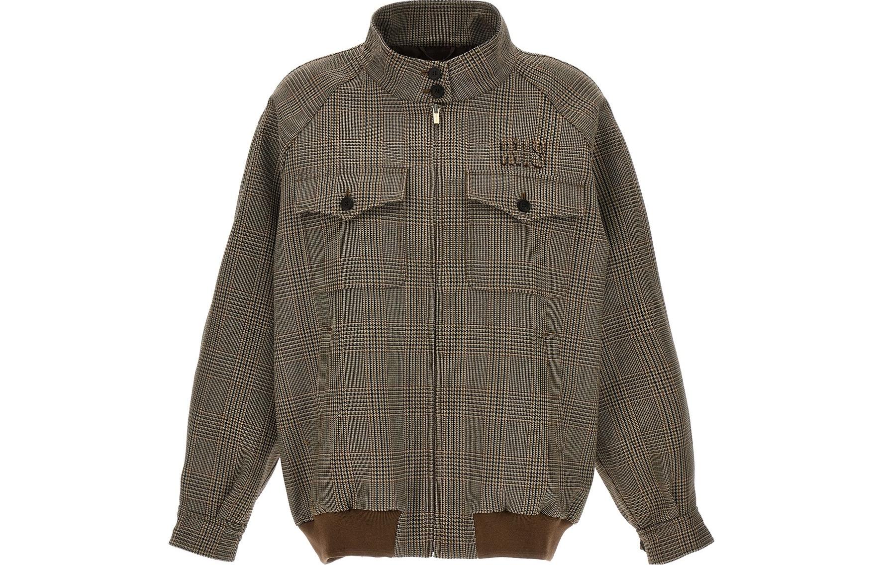 (Women) MIU MIU  Plaid Zip-Up Long Sleeve Jacket in Khaki. ML9431-3JM-F0005 圖 2