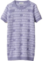 (Women) MIU MIU Purple Logo Print Casual Short-Sleeve Dress. MMA806-138E-F0230-S-232 (Women) MIU MIU Purple Logo Print Casual Short-Sleeve Dress. MMA806-138E-F0230-S-232