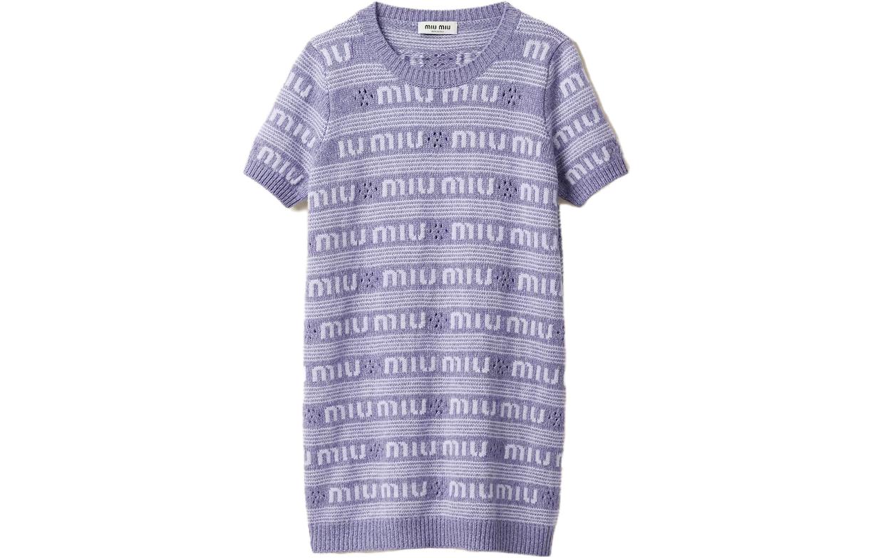 Order (W) MIU MIU 紫色标志印花休闲短袖连衣裙. MMA806-138E-F0230-S-232