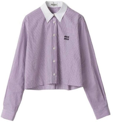 (W) MIU MIU Kemeja Ungu Berjalur Lengan Panjang dengan Kolar. MK1833-139C-F0B2R-S-OOO Order (W) MIU MIU Kemeja Ungu Berjalur Lengan Panjang dengan Kolar. MK1833-139C-F0B2R-S-OOO
