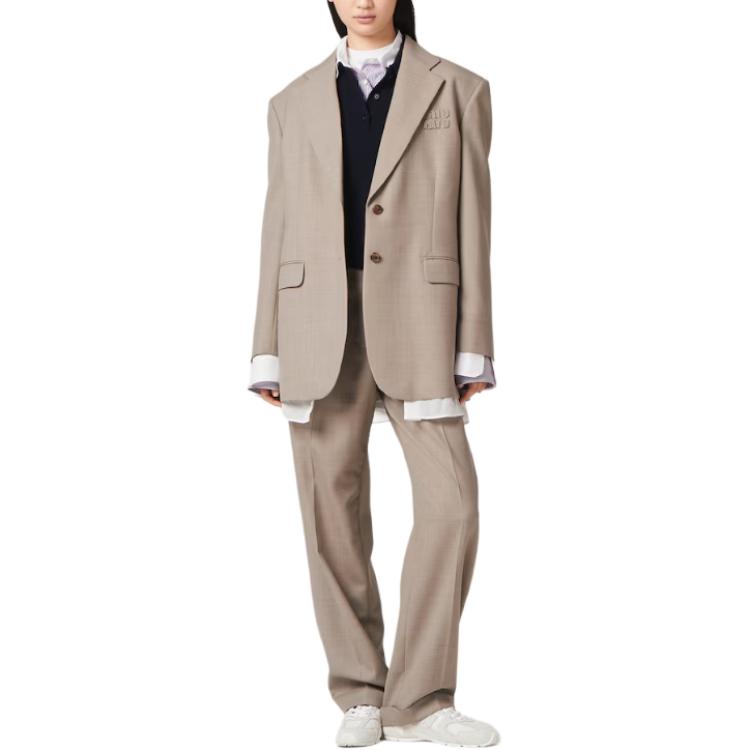 Lookbook (W) MIU MIU Kemeja Ungu Berjalur Lengan Panjang dengan Kolar. MK1833-139C-F0B2R-S-OOO