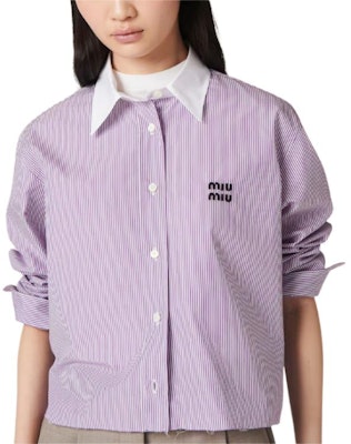 (W) MIU MIU Kemeja Ungu Berjalur Lengan Panjang dengan Kolar. MK1833-139C-F0B2R-S-OOO Purchase (W) MIU MIU Kemeja Ungu Berjalur Lengan Panjang dengan Kolar. MK1833-139C-F0B2R-S-OOO