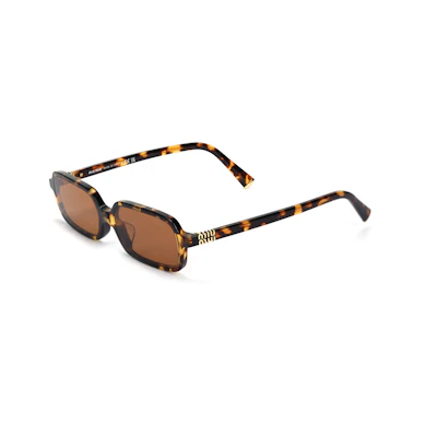 (Women) MIU MIU Rectangular Tortoiseshell Logo Sunglasses 0MU11ZSFVAU2Z1