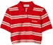 Order (Women) MIU MIU Red Cropped Striped Logo Embroidered Short Sleeve Polo Shirt. MJN547-146U-F057S-S-OOO