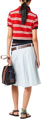 (Women) MIU MIU Red Cropped Striped Logo Embroidered Short Sleeve Polo Shirt. MJN547-146U-F057S-S-OOO Shop (Women) MIU MIU Red Cropped Striped Logo Embroidered Short Sleeve Polo Shirt. MJN547-146U-F057S-S-OOO