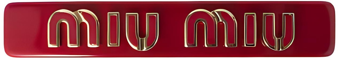 (Women) MIU MIU Red Hair Clip with Letter Logo Design. 5IF114_2F72_F0011 (Women) MIU MIU Red Hair Clip with Letter Logo Design. 5IF114_2F72_F0011