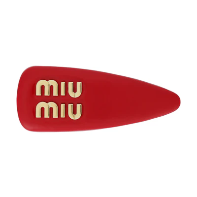 (Women) MIU MIU Red Leather Hair Clip with 3D Letter Decoration. 5IF092_069_F0011
