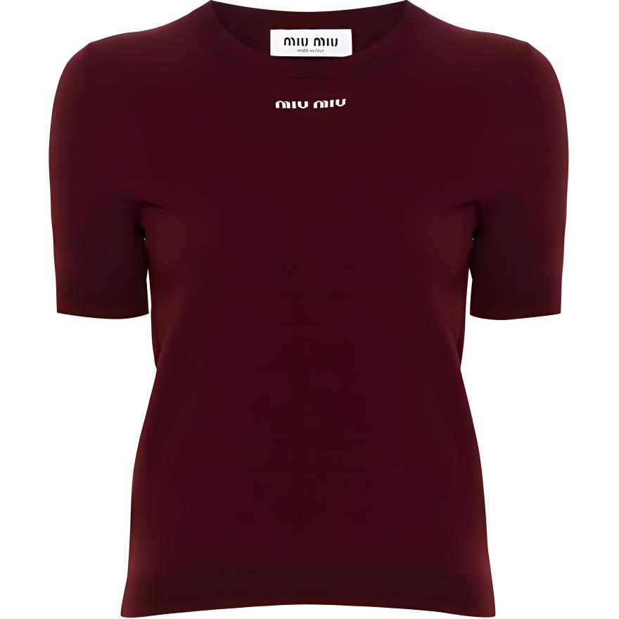 (Women) MIU MIU  Red Logo Lettering Crewneck T-Shirt SS24 MML958-14M4-F0399-S-OOO