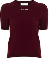 (Women) MIU MIU Red Logo Lettering Crewneck T-Shirt SS24 MML958-14M4-F0399-S-OOO (Women) MIU MIU Red Logo Lettering Crewneck T-Shirt SS24 MML958-14M4-F0399-S-OOO
