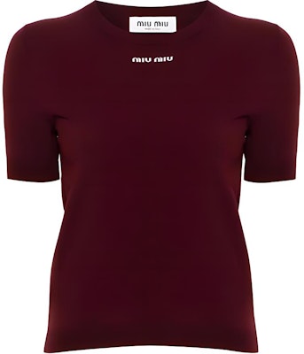 (W) MIU MIU 紅色標誌字母圓領T恤 SS24 MML958-14M4-F0399-S-OOO Order (W) MIU MIU 紅色標誌字母圓領T恤 SS24 MML958-14M4-F0399-S-OOO