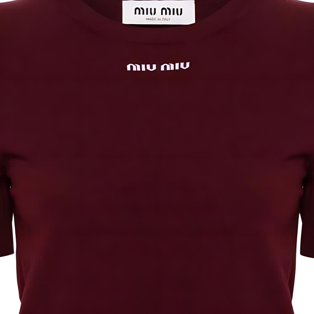 Purchase (W) MIU MIU 紅色標誌字母圓領T恤 SS24 MML958-14M4-F0399-S-OOO