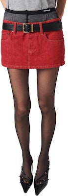 (W) MIU MIU 红色低腰裙对比缝线刺绣标志设计 GWD326-143Z-F0011-S-OOO Purchase (W) MIU MIU 红色低腰裙对比缝线刺绣标志设计 GWD326-143Z-F0011-S-OOO