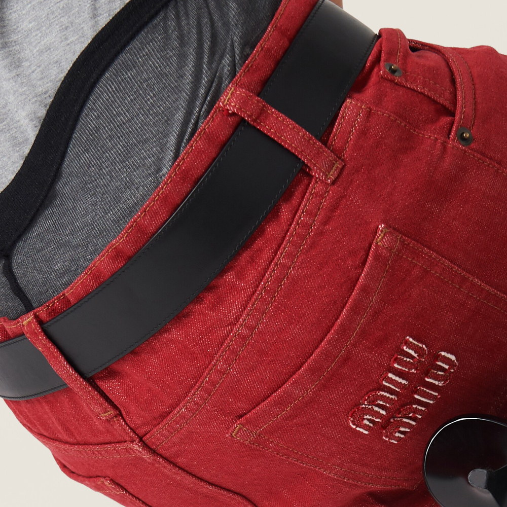 Details for (W) MIU MIU 红色低腰裙对比缝线刺绣标志设计 GWD326-143Z-F0011-S-OOO