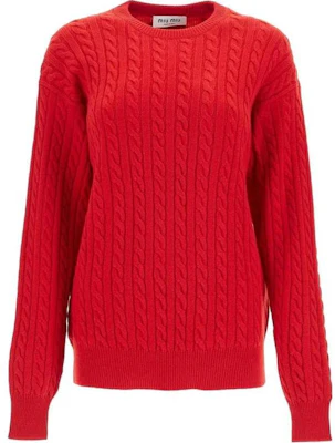 (W) MIU MIU 红色罗纹针织圆领长袖毛衣 MML818-13KX-F0011 Order (W) MIU MIU 红色罗纹针织圆领长袖毛衣 MML818-13KX-F0011