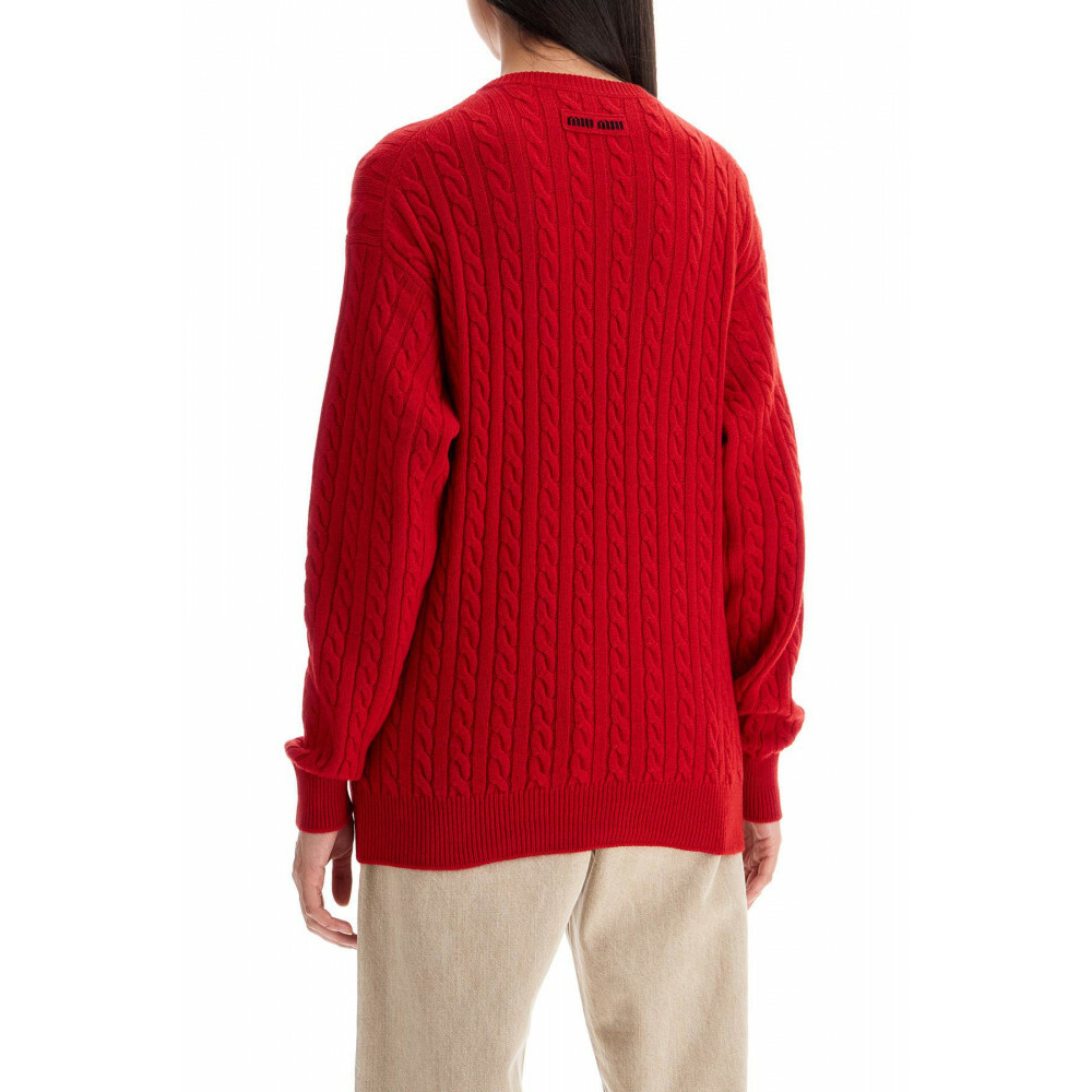 Details for (W) MIU MIU 红色罗纹针织圆领长袖毛衣 MML818-13KX-F0011