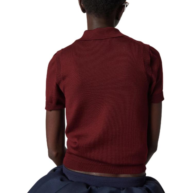 Shop (W) MIU MIU 红色V领无袖刺绣Logo背心。 MMV209-14RH-F0399-S-OOO