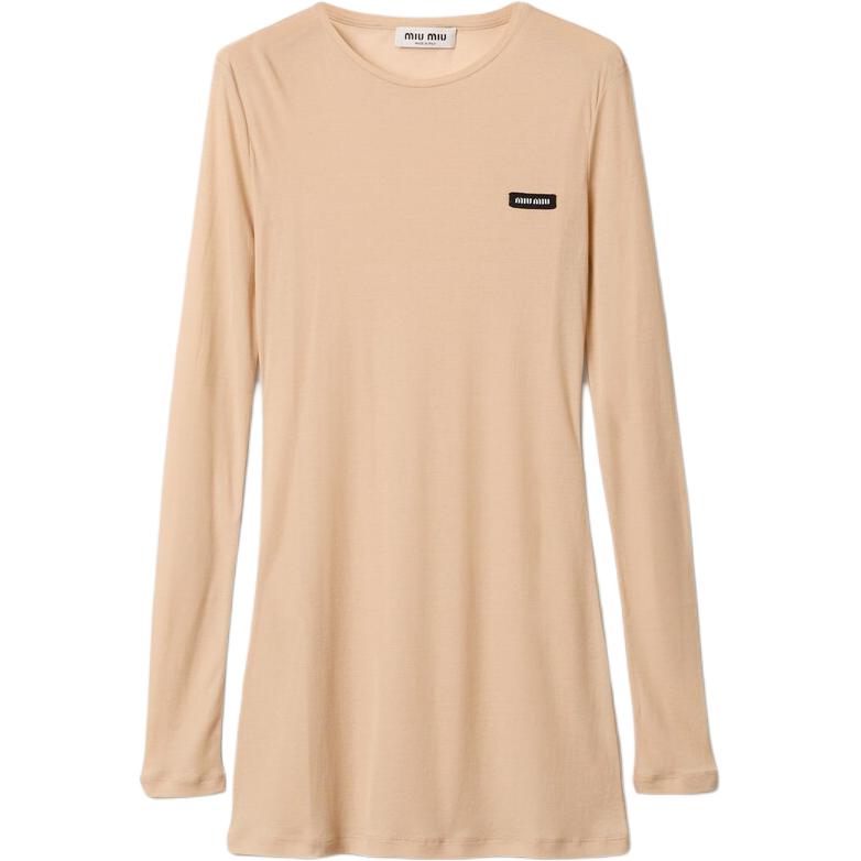 (Women) MIU MIU  Short Beige Long Sleeve Pullover Dress MJA842-13VO-F0770-S-231