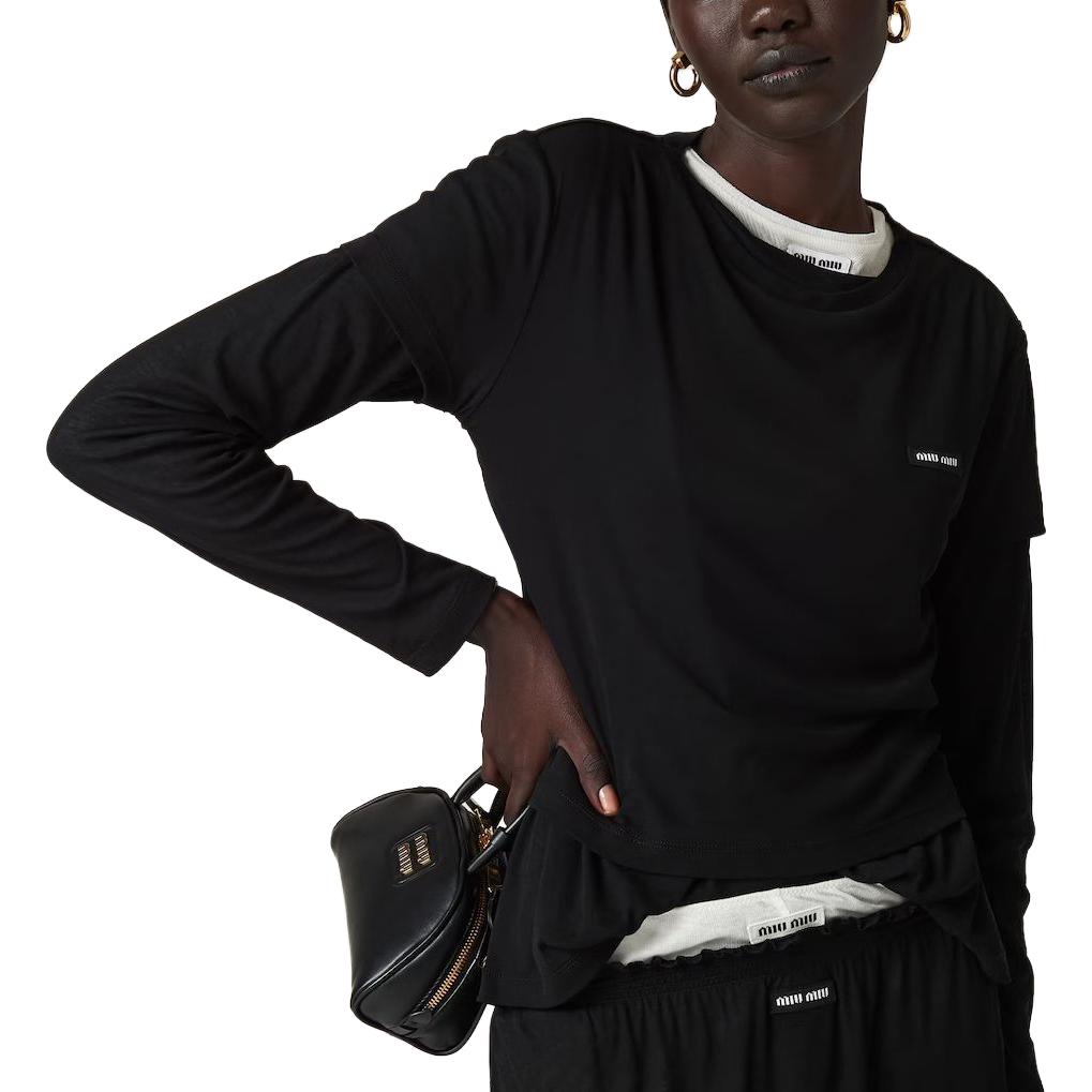 Sizing (W) MIU MIU 短袖Logo T恤 SS24常规版型 MJN466-133O-F0002-S-231