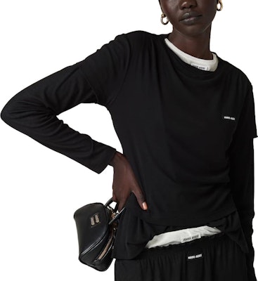 (W) MIU MIU 短袖Logo T恤 SS24常规版型 MJN466-133O-F0002-S-231 Sizing (W) MIU MIU 短袖Logo T恤 SS24常规版型 MJN466-133O-F0002-S-231