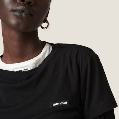 (W) MIU MIU 短袖Logo T恤 SS24常规版型 MJN466-133O-F0002-S-231 2