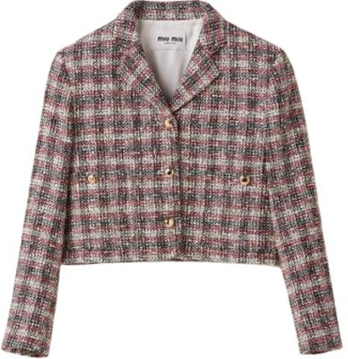 (W) MIU MIU 紅石榴色短版V領格紋釦扣外套 MH1863-13AB-F059I-S-232 Buy (W) MIU MIU 紅石榴色短版V領格紋釦扣外套 MH1863-13AB-F059I-S-232