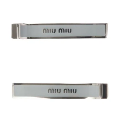 (Women) MIU MIU Silver Hair Clip with Printed Decoration. 5JF1362F6TF0KUQ
