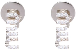 (Women) MIU MIU Silver Logo Crystal Embellished Earrings 5IO059-2DNC-F0OKL (Women) MIU MIU Silver Logo Crystal Embellished Earrings 5IO059-2DNC-F0OKL