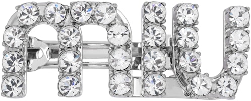 (Women) MIU MIU Silver Metal Letter Logo Hair Clip. 5JF082 (Women) MIU MIU Silver Metal Letter Logo Hair Clip. 5JF082