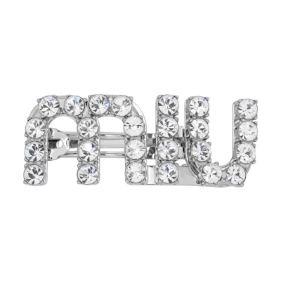 (Women) MIU MIU Silver Metal Letter Logo Hair Clip. 5JF082