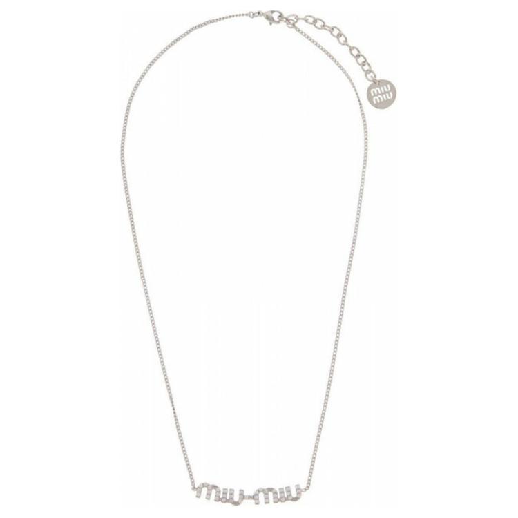 (Women) MIU MIU  Silver Necklace with Logo Letter Metal Decoration. 5IC058_2DNC_F0OKL