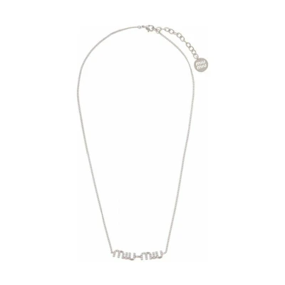(Women) MIU MIU Silver Necklace with Logo Letter Metal Decoration. 5IC058_2DNC_F0OKL