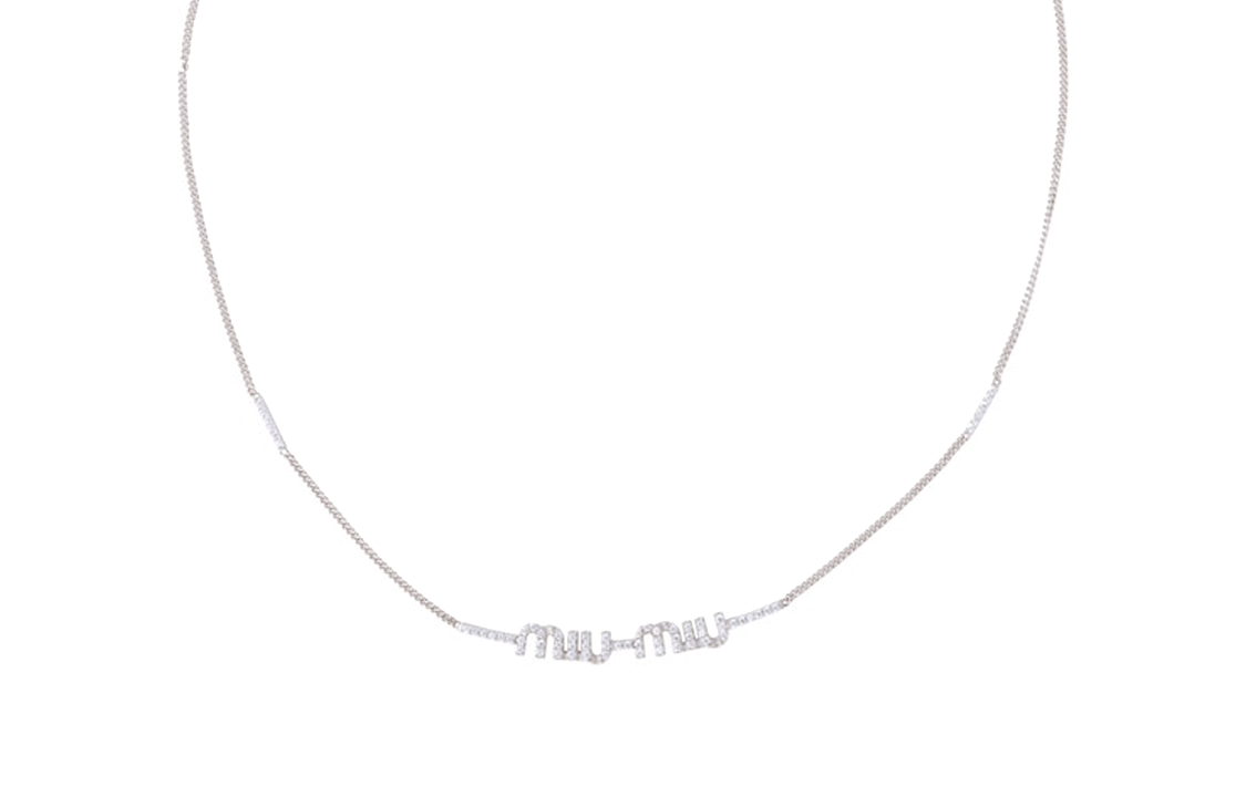 Order (W) MIU MIU シルバーネックレス ロゴレター メタル装飾付き. 5IC058_2DNC_F0OKL