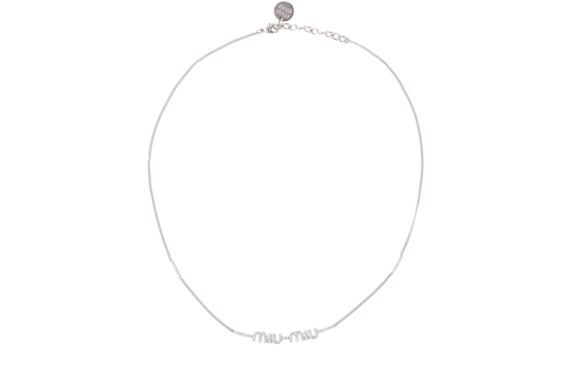 Lookbook (W) MIU MIU シルバーネックレス ロゴレター メタル装飾付き. 5IC058_2DNC_F0OKL