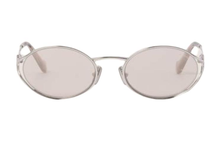 Order (W) MIU MIU Cermin Mata Perak Oval dengan Logo Berukir pada Pemegang. SMU52YM1BCFE10FC054