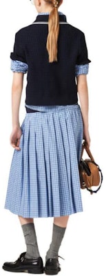 (W) MIU MIU 天蓝色格纹刺绣徽标休闲长裙 MG2228-142L-F0QY6-S-OOO Shop (W) MIU MIU 天蓝色格纹刺绣徽标休闲长裙 MG2228-142L-F0QY6-S-OOO