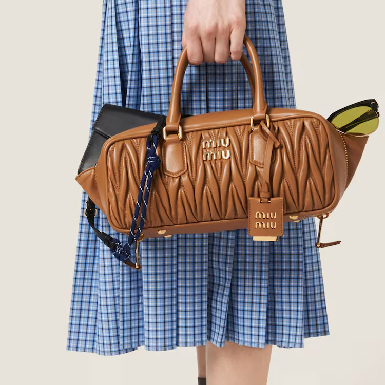 Details for (W) MIU MIU 天蓝色格纹刺绣徽标休闲长裙 MG2228-142L-F0QY6-S-OOO