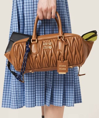 (W) MIU MIU 天蓝色格纹刺绣徽标休闲长裙 MG2228-142L-F0QY6-S-OOO Details for (W) MIU MIU 天蓝色格纹刺绣徽标休闲长裙 MG2228-142L-F0QY6-S-OOO