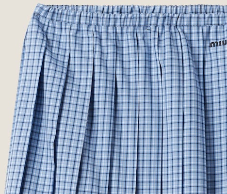 (W) MIU MIU 天蓝色格纹刺绣徽标休闲长裙 MG2228-142L-F0QY6-S-OOO Sizing (W) MIU MIU 天蓝色格纹刺绣徽标休闲长裙 MG2228-142L-F0QY6-S-OOO