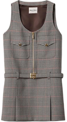 (W) 미우미우 슬레이트 그레이 체크 민소매 미니 드레스 지퍼 포켓 포함. MF5040-15PK-F0480-S-232 Buy (W) 미우미우 슬레이트 그레이 체크 민소매 미니 드레스 지퍼 포켓 포함. MF5040-15PK-F0480-S-232