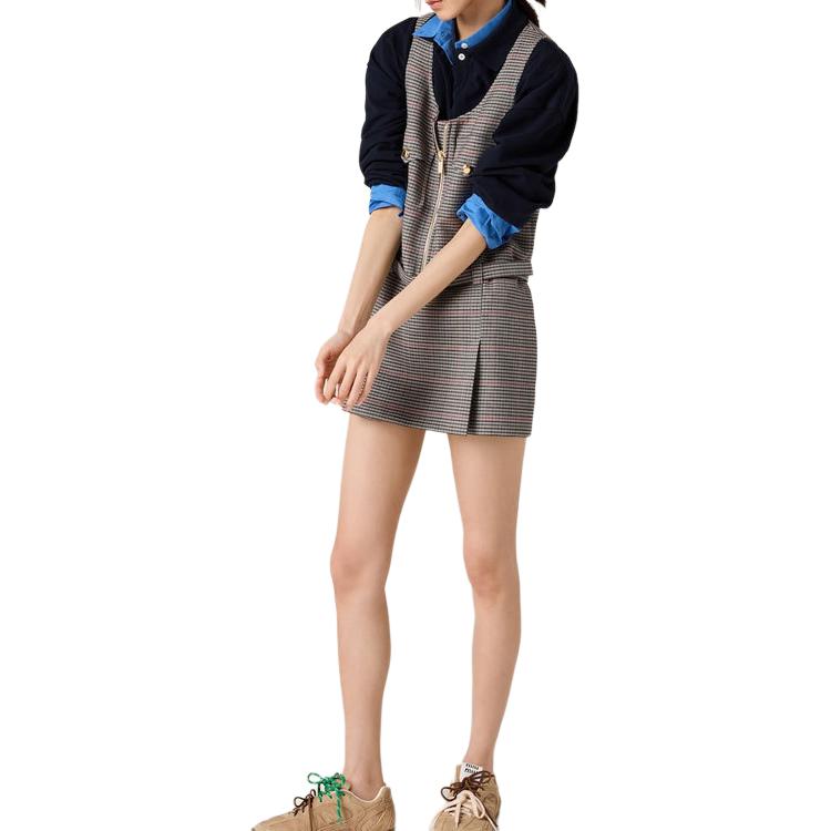 Purchase (W) 미우미우 슬레이트 그레이 체크 민소매 미니 드레스 지퍼 포켓 포함. MF5040-15PK-F0480-S-232