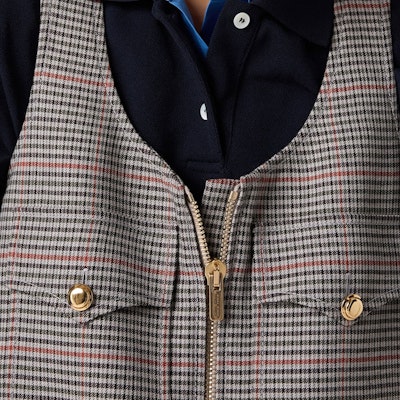 (W) 미우미우 슬레이트 그레이 체크 민소매 미니 드레스 지퍼 포켓 포함. MF5040-15PK-F0480-S-232 Sizing (W) 미우미우 슬레이트 그레이 체크 민소매 미니 드레스 지퍼 포켓 포함. MF5040-15PK-F0480-S-232