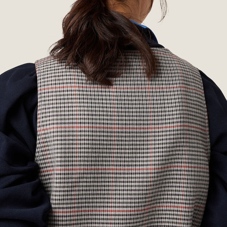 Cheap (W) 미우미우 슬레이트 그레이 체크 민소매 미니 드레스 지퍼 포켓 포함. MF5040-15PK-F0480-S-232