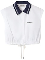 (Women) MIU MIU Sleeveless White Shirt with Logo Print and Contrast Design. MT2006-10RG-F0009-S-OOO (Women) MIU MIU Sleeveless White Shirt with Logo Print and Contrast Design. MT2006-10RG-F0009-S-OOO