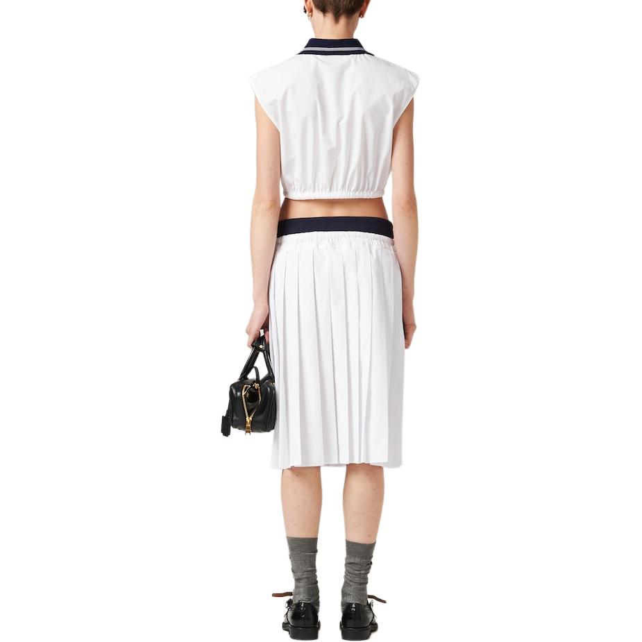 Shop (W) MIU MIU Baju Tidak Berlengan Putih dengan Logo dan Rekaan Kontras. MT2006-10RG-F0009-S-OOO