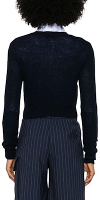 (W) MIU MIU 修身长袖针织毛衣 海军蓝logo设计 MML809-13K1-F0008 -S-232 Purchase (W) MIU MIU 修身长袖针织毛衣 海军蓝logo设计 MML809-13K1-F0008 -S-232