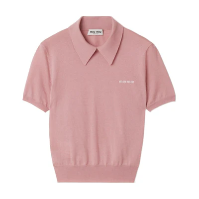 (Women) MIU MIU Slim Fit Polo Shirt with Logo - Light Purple. MML997-15RN-F0203-S-OOO