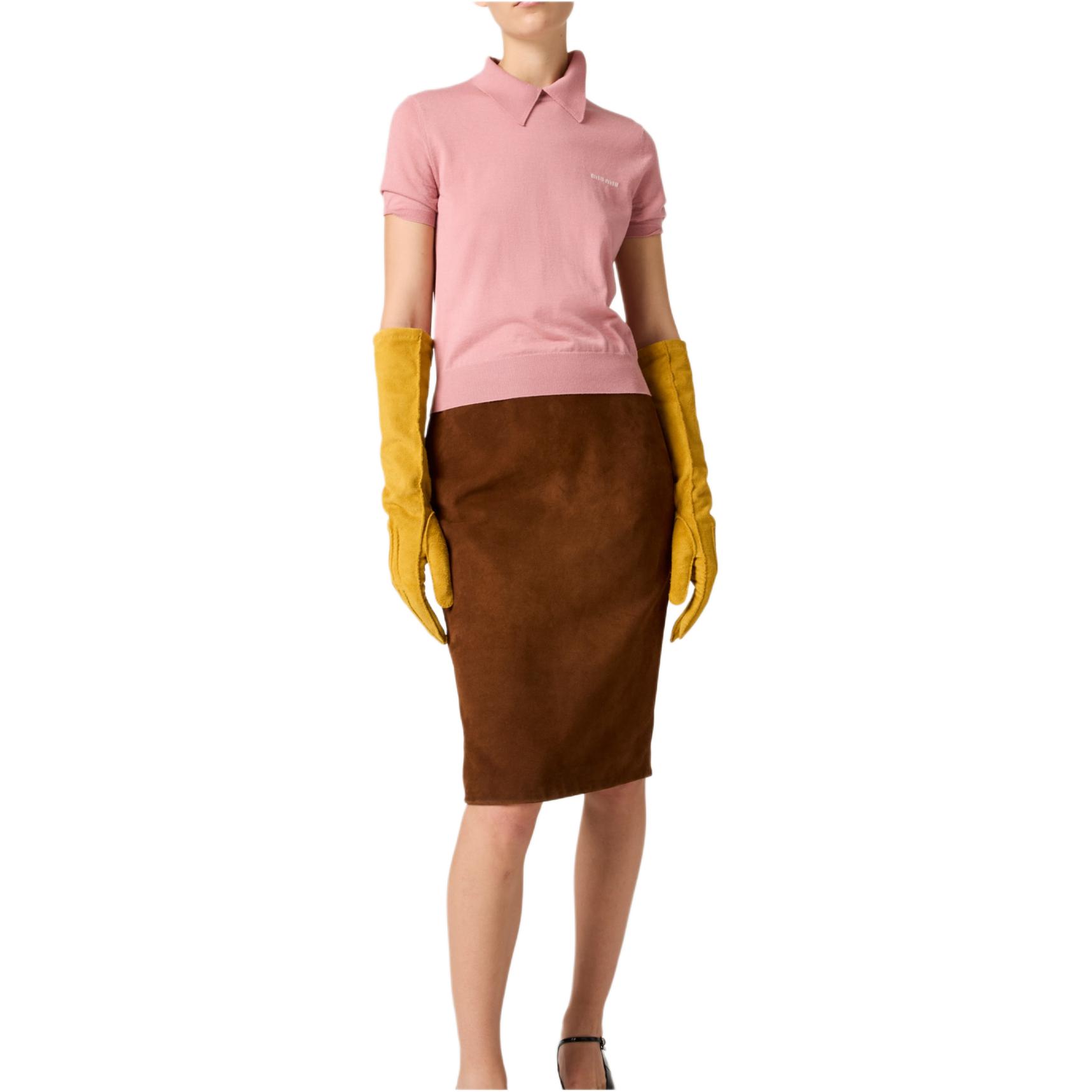 Lookbook (W) MIU MIU Slim Fit Polo Shirt dengan Logo - Ungu Muda. MML997-15RN-F0203-S-OOO