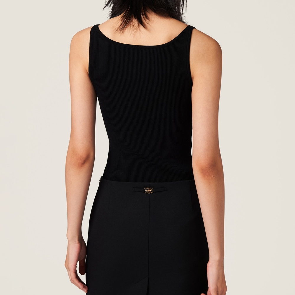 Purchase (W) MIU MIU Baju Tanpa Lengan Slim Fit Hitam. MMV148-13WV-F0002-S-OOO